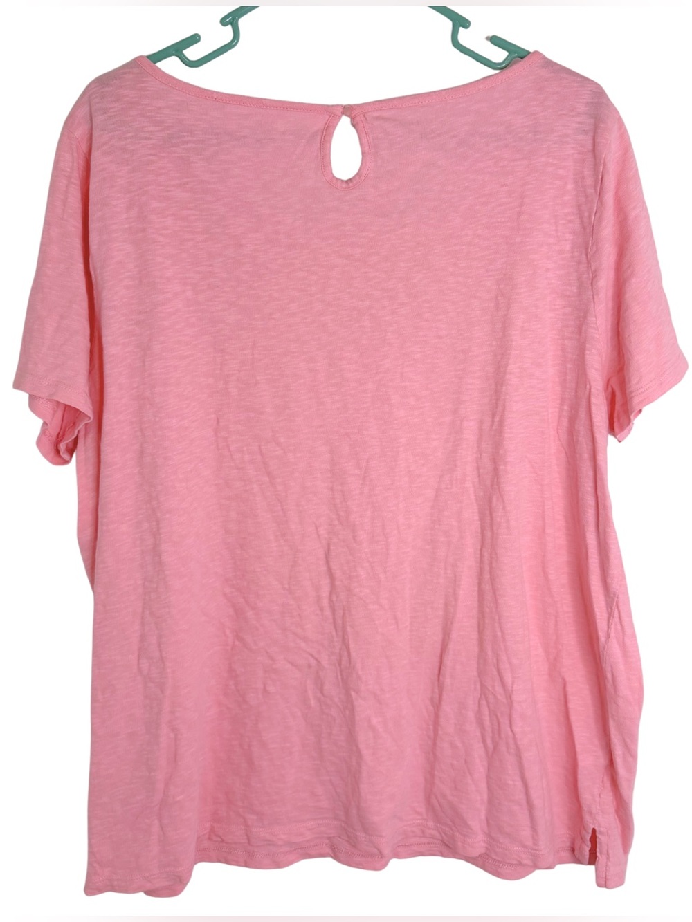 3/$20 Talbots Pink Crochet Yoke Scoop Neck Short Sleeve Shirt Size 1X - Picture 2 of 4
